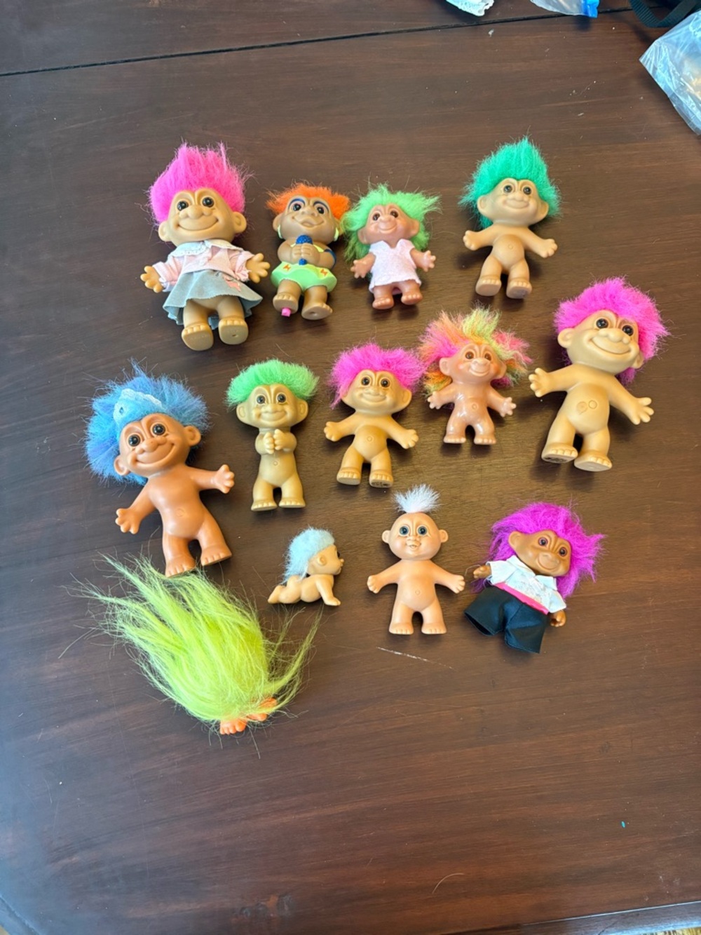 Vintage-Modern Troll Dolls Lot- Assorted Bright Hair Colors- All conditions